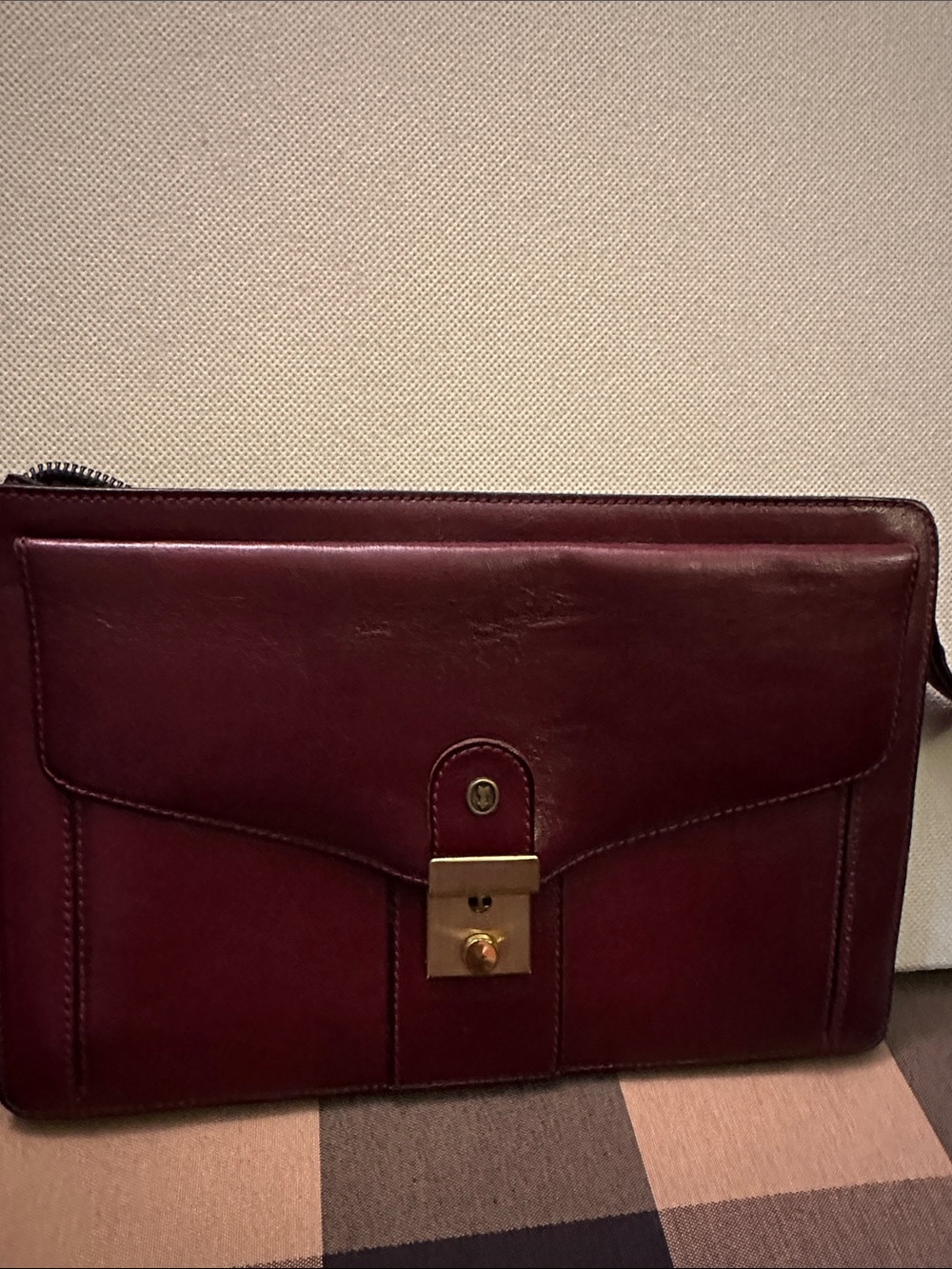 Gold Pfeil Classic Men's Leather Clutch Bag- Burgundy